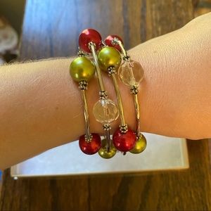 Christmas Memory Wire Bracelet
